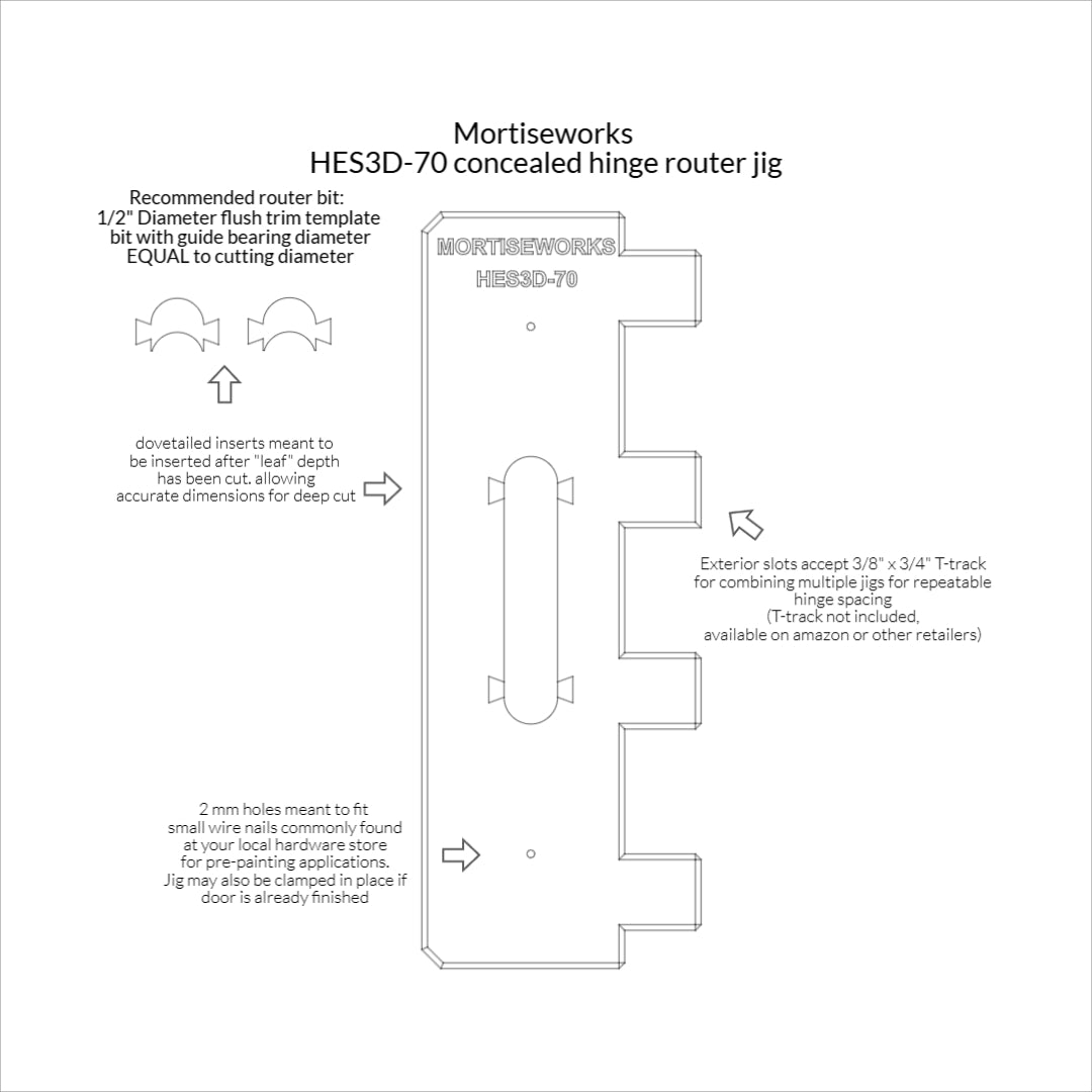 HES3D-70 concealed hinge jig