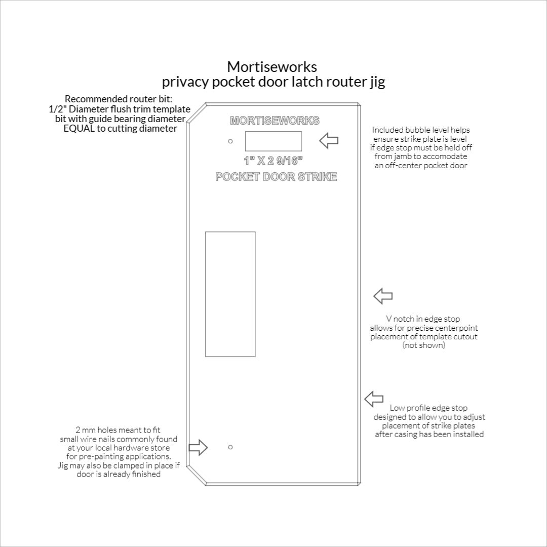 Privacy pocket door latch strike jig